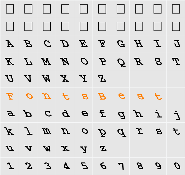FZ DIGITAL 3 LEFTY Character Map
