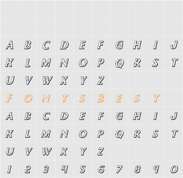 Body Swipers 3D Italic Character Map