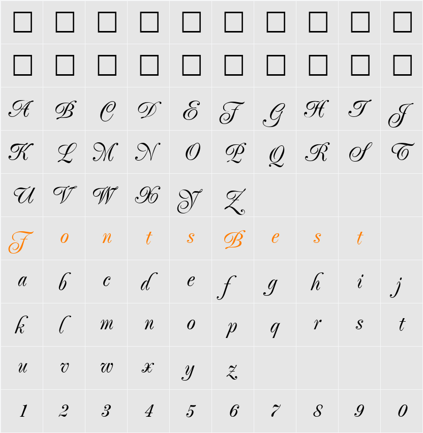 PoemExclusive DB Character Map