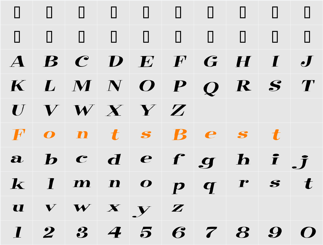 RaskinExtended Character Map