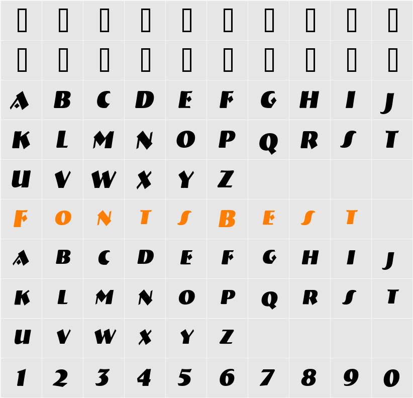 a_BremenCapsNr Character Map