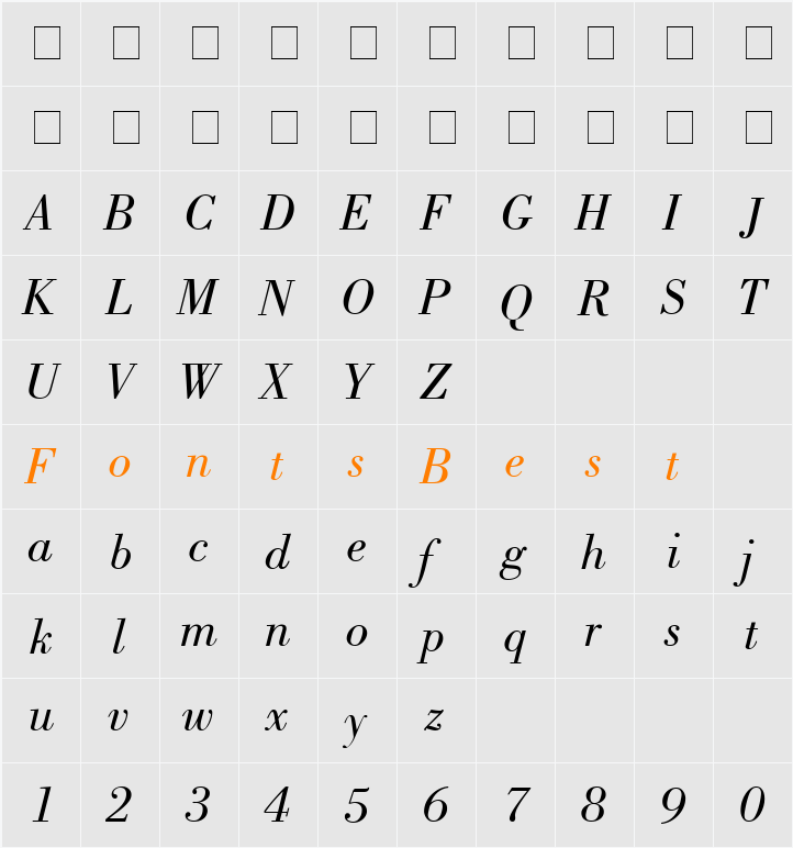 Bodoni Poster SSi Character Map
