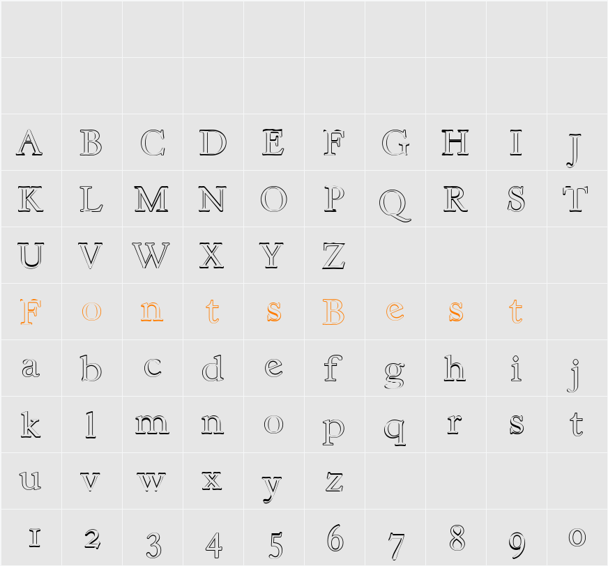 WilliamBeckerOutline-ExLight Character Map