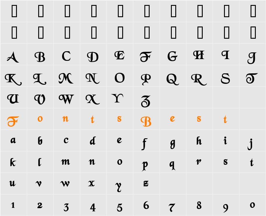 GrenelefeScriptSSK Character Map