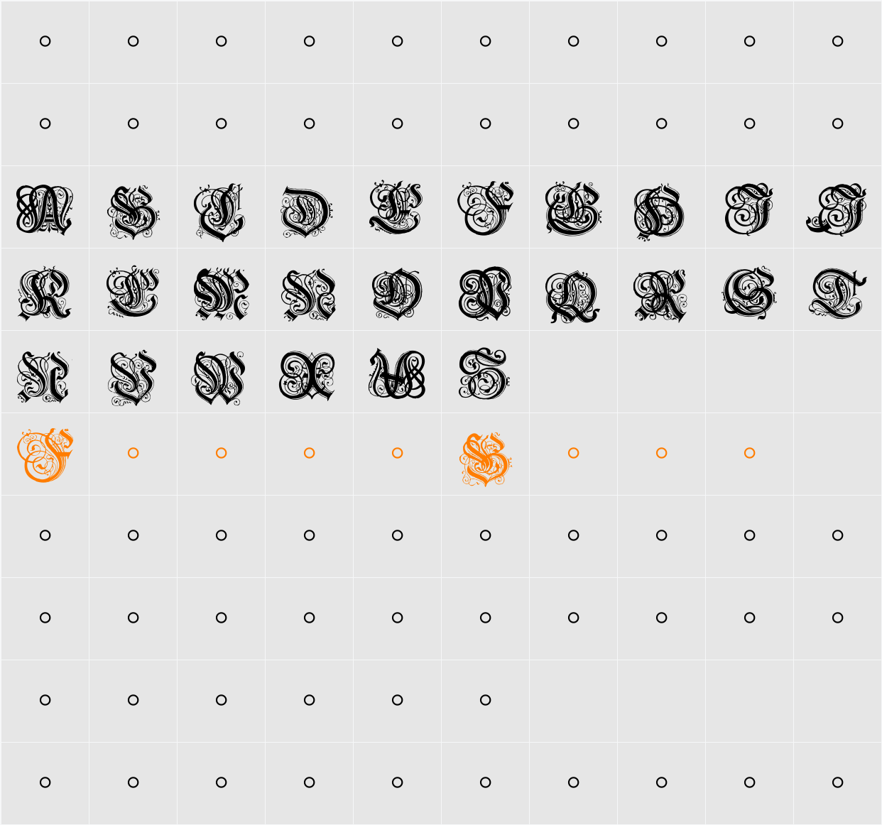 Hentzau_Initials Character Map