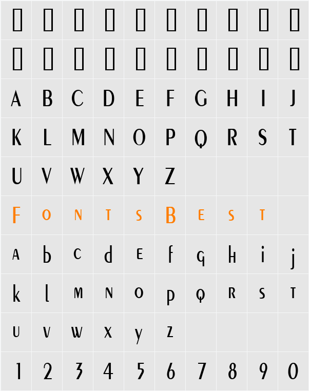 Pare Condensed Character Map