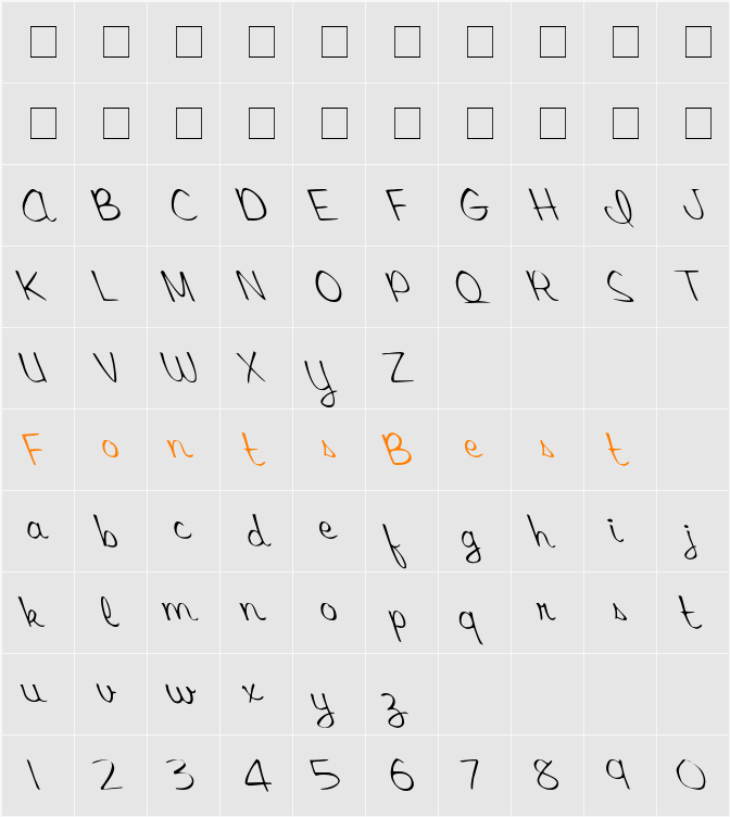 Libby Script Lefty Character Map