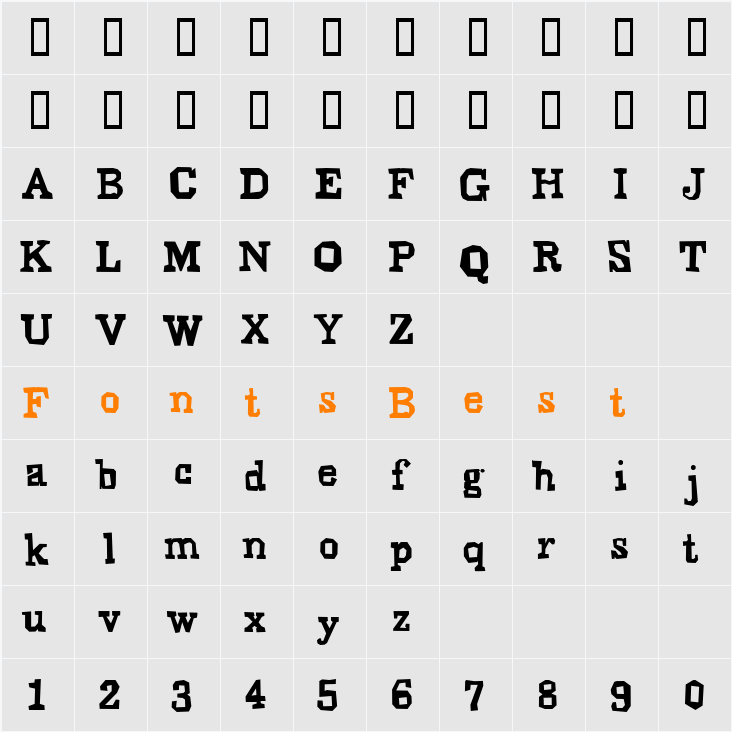 Slavabo Character Map
