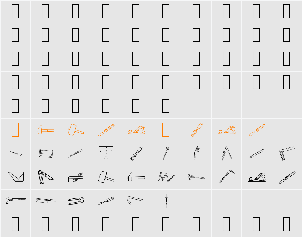 Workshop Dings Character Map