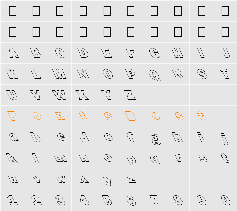 FZ BASIC 6 HOLLOW LEFTY Character Map