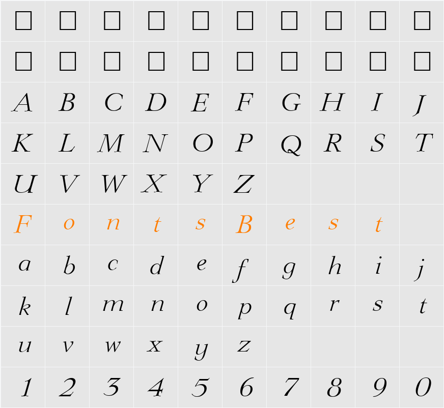 Lingwood-LightIta Character Map