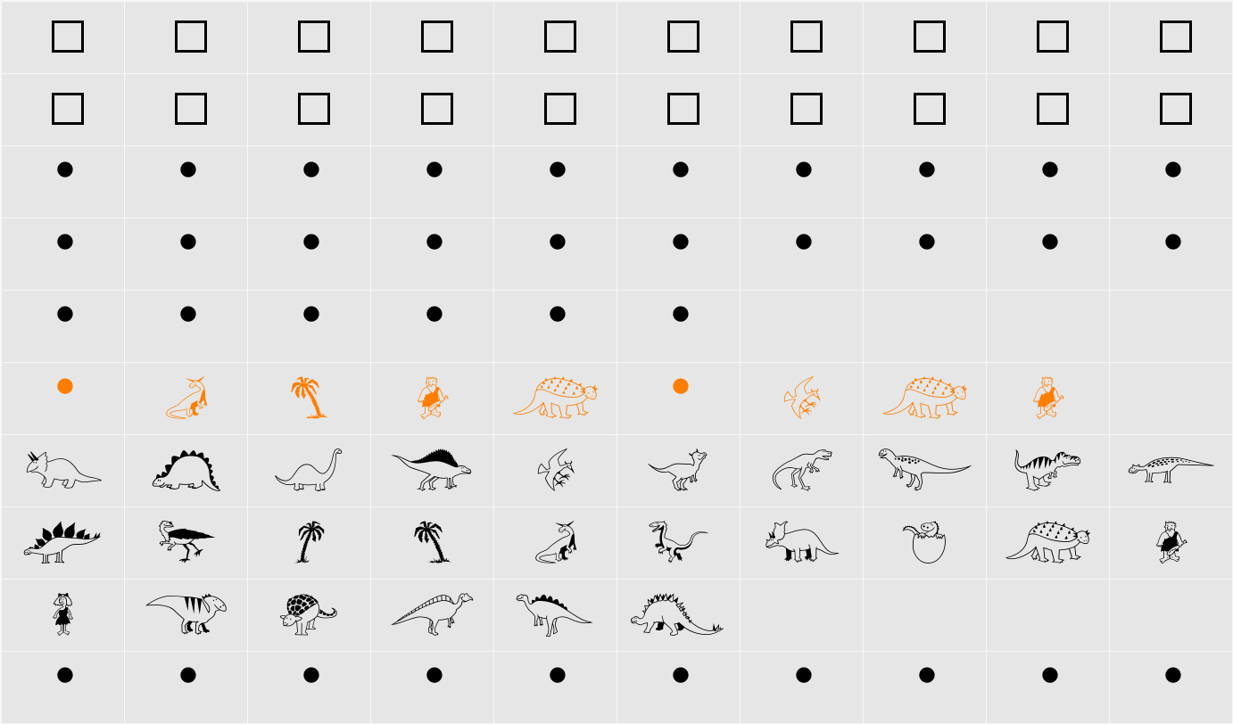 Dinosaurs MT Character Map