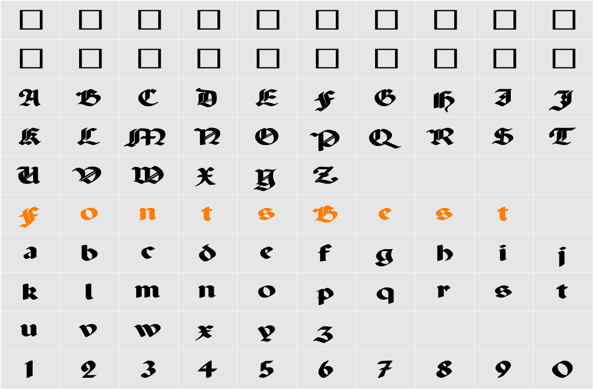 Paganini Wd Bold Character Map