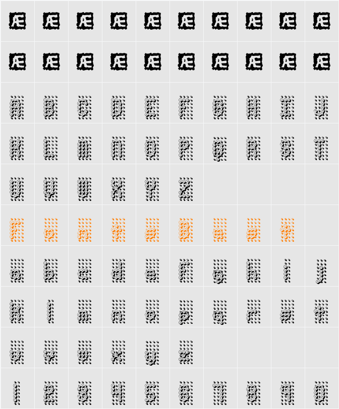 Pindown BRK Character Map