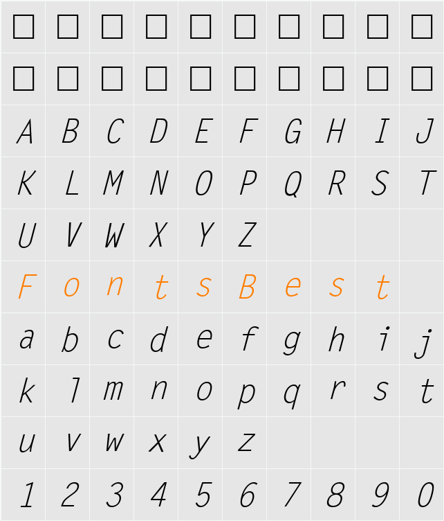 QTLetterGoth Character Map