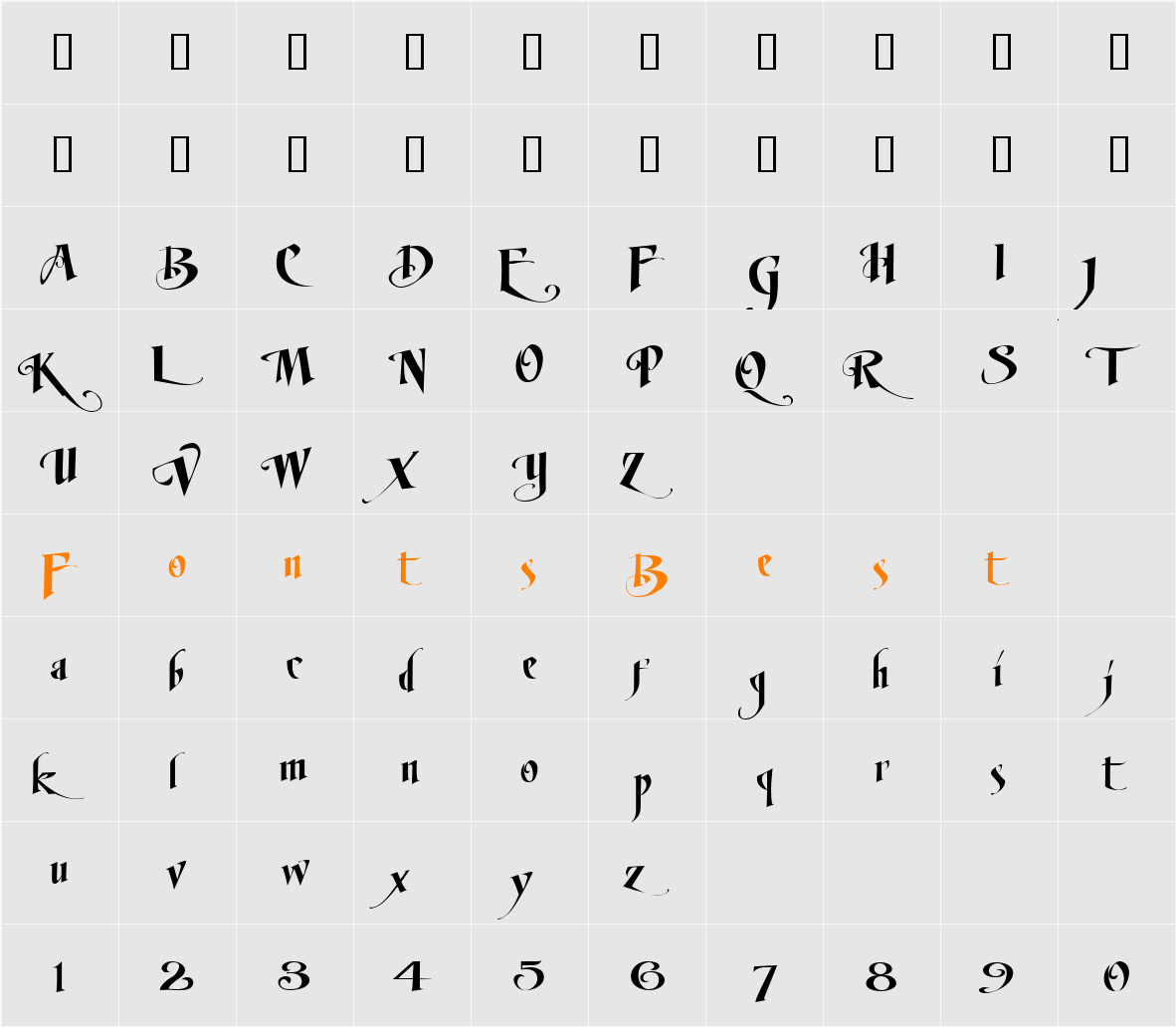 LHF Mirage BOLD Character Map