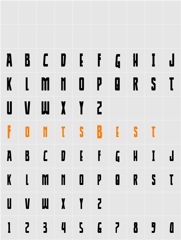 Thunder-Hawk Condensed Character Map