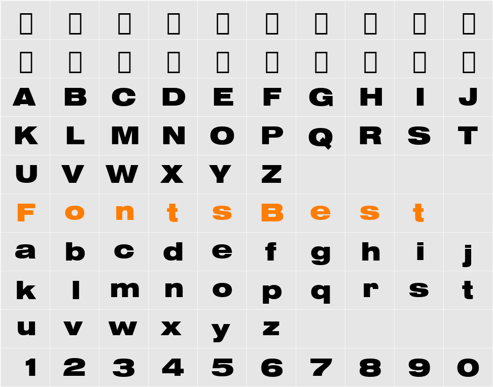 Swis721 BlkEx BT Character Map