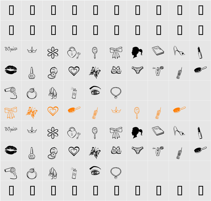 Princess BV Character Map