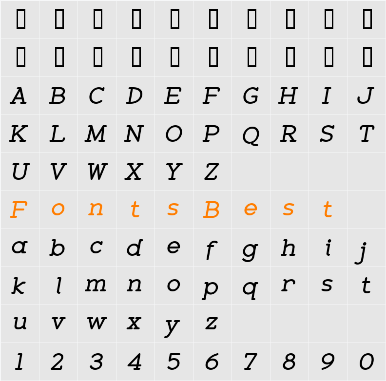 Zolano Serif BTN Character Map