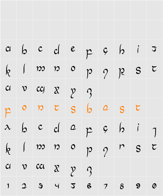Half-Elven Condensed Character Map