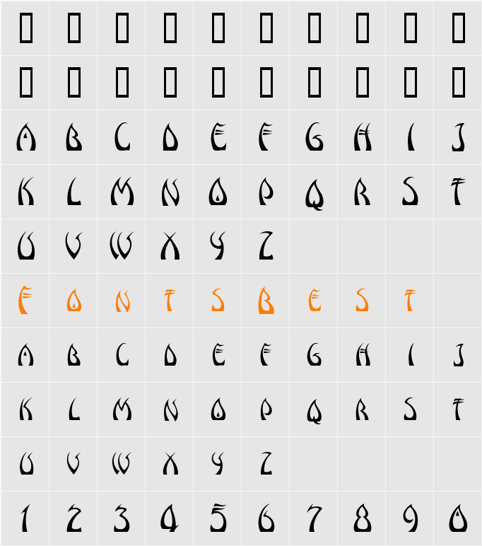 Windswept MF Character Map