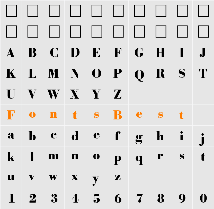 Bodoxi-Bold Character Map
