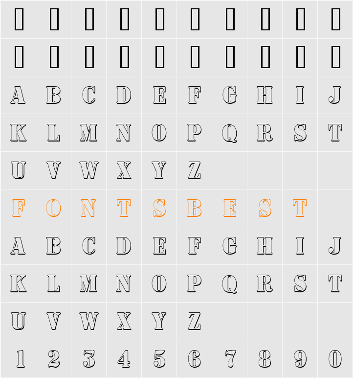a_SignboardTitulNrSh Character Map