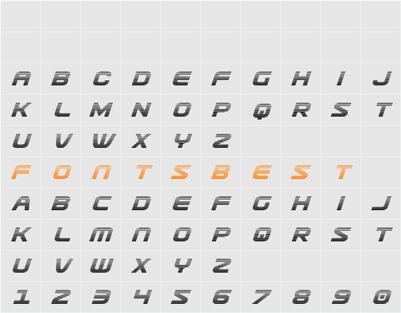 Usuzi Gradient Italic Character Map