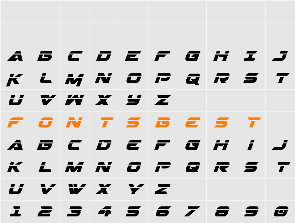 Gemina 2 Laser Italic Character Map