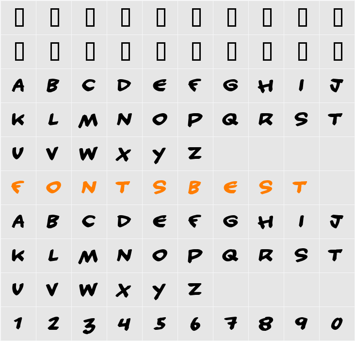 Handy candy Character Map