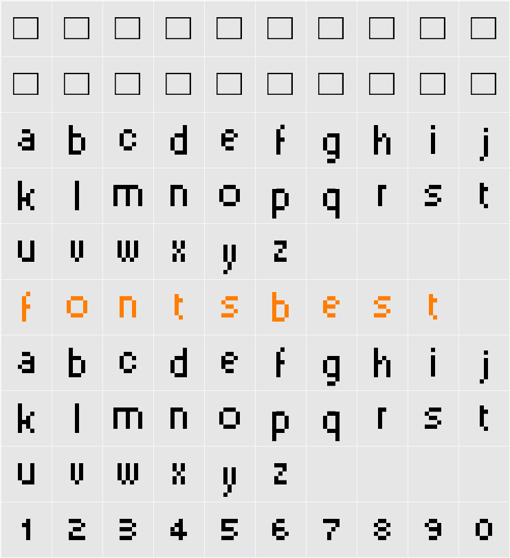 PixelSix00 Character Map