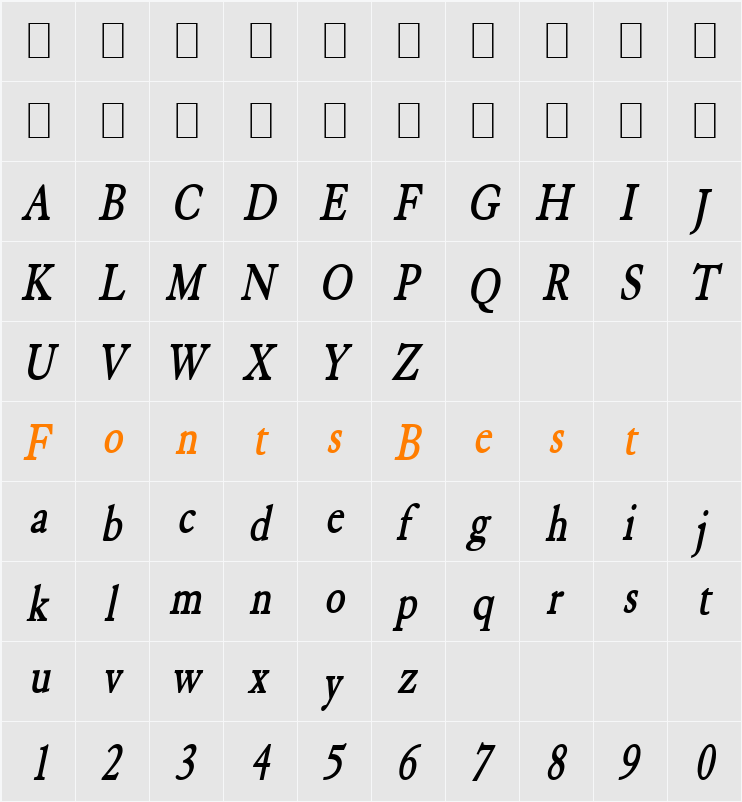 Elephant-Condensed Character Map