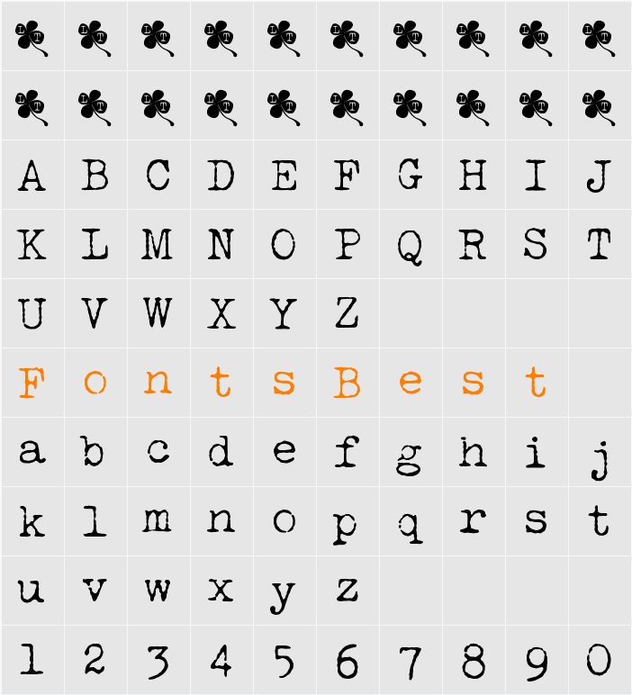 LUCKY TYPEWRITER Character Map