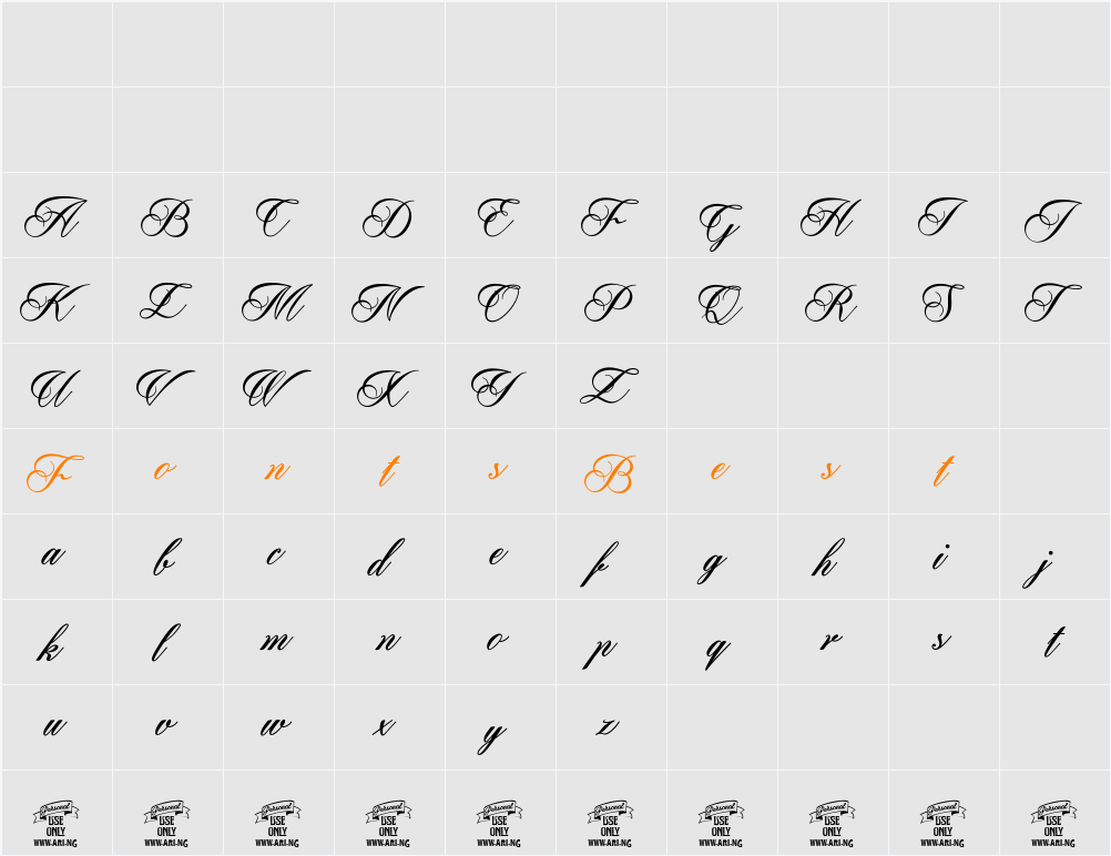 Pharmount Personal Use Only Character Map
