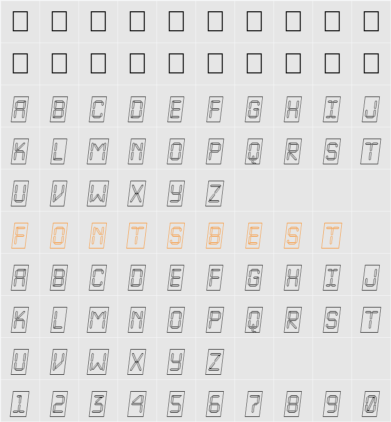 a_LCDNovaCmOtlObl Character Map
