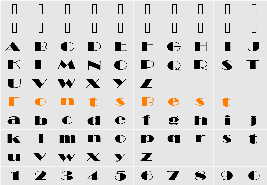 NewYorkDecoExtended Character Map