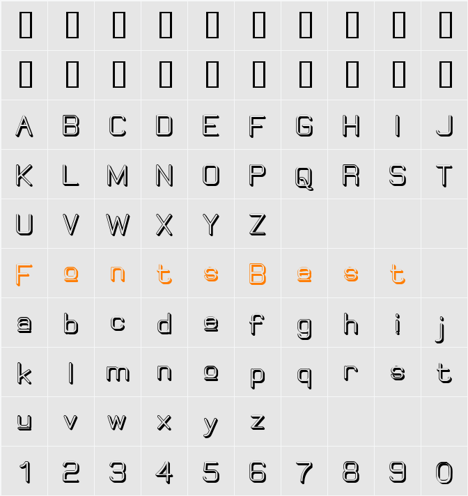 Elgethy Upper Bold Offset Character Map
