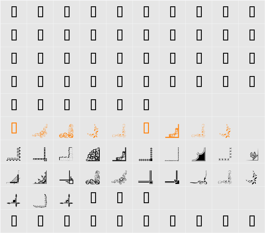 Border Corners 2 Character Map