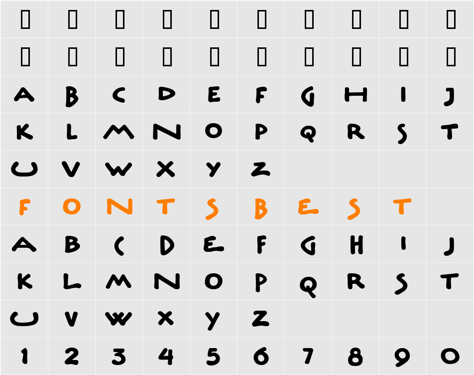 UnderscriptITC TT Character Map