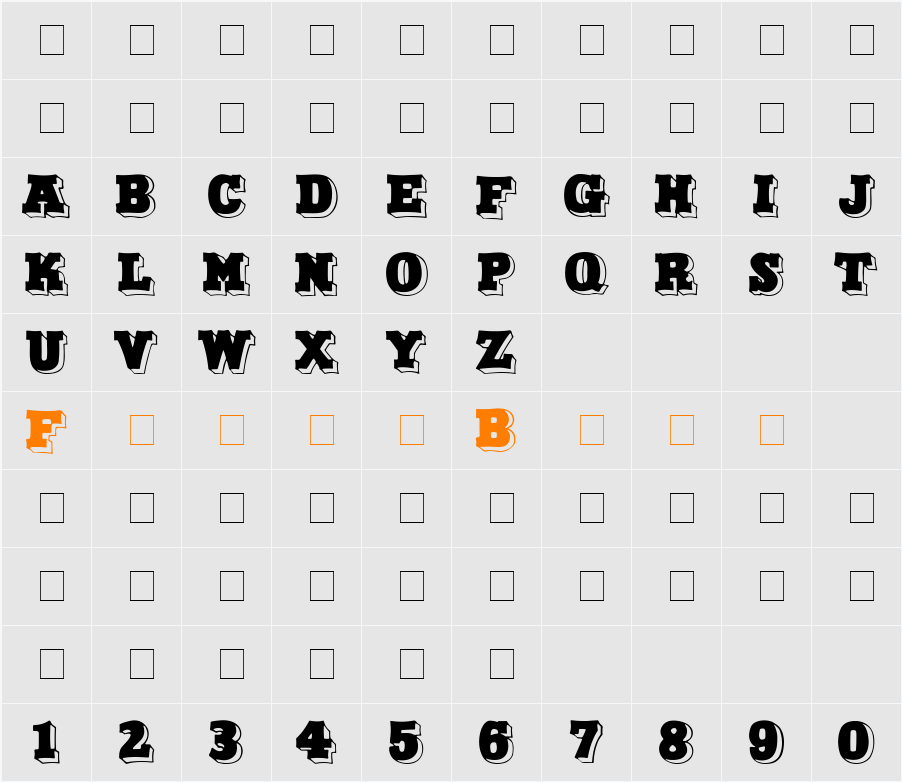 North Face Display Caps SSi Character Map