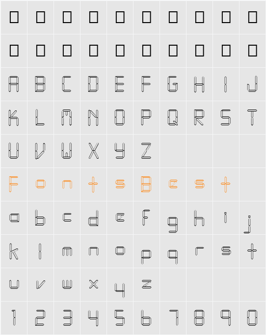 FZ DIGITAL 10 HOLLOW Character Map