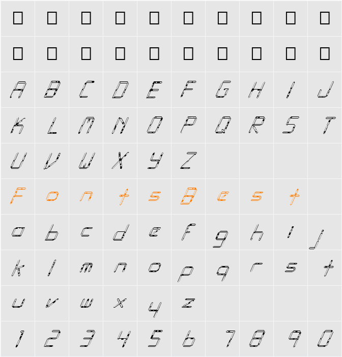 FZ DIGITAL 10 SPOTTED ITALIC Character Map