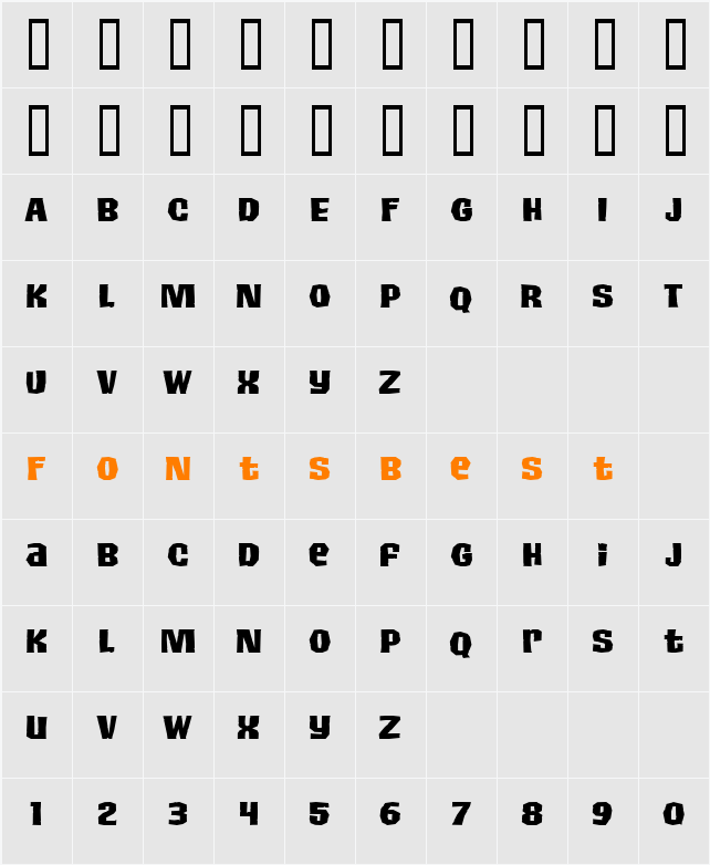 Survivor Font Character Map