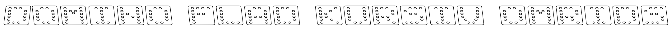 Domino flad kursiv omrids