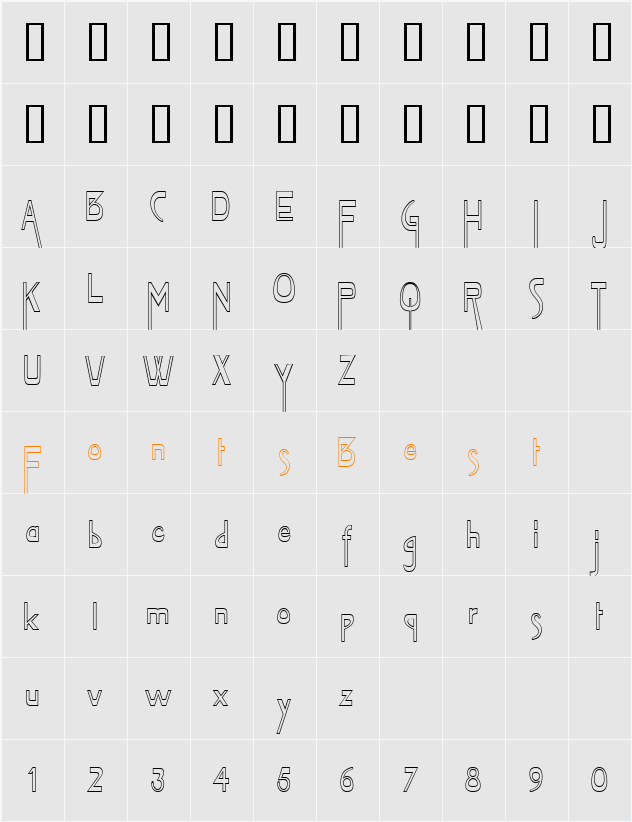Tablet-Hollow-Condensed Character Map