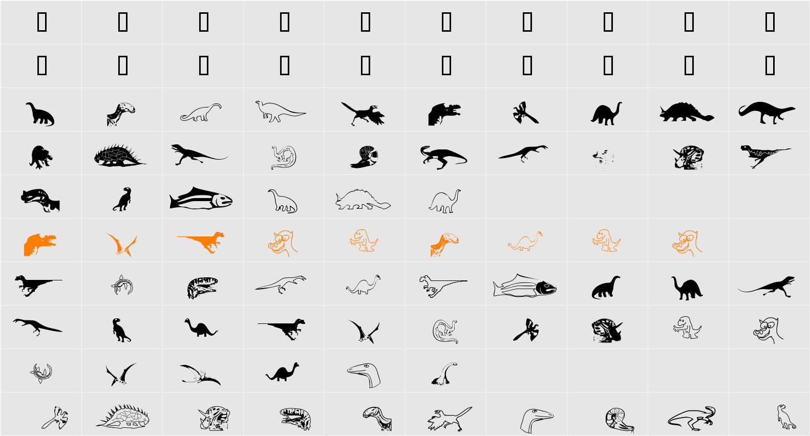 DinosoType Character Map