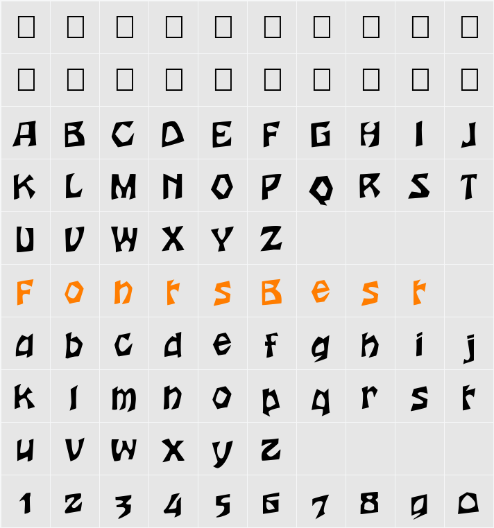FZ JAZZY 12 Character Map