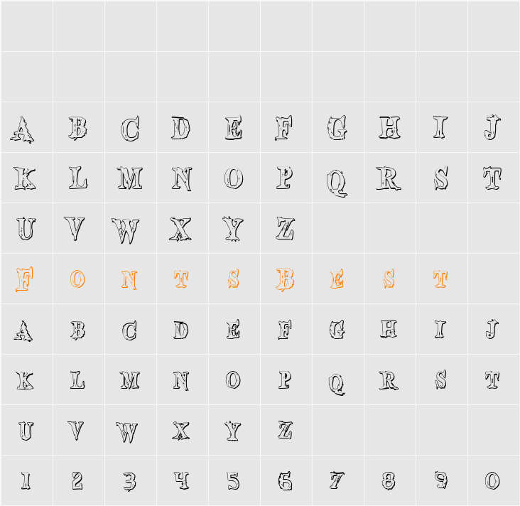 Blood Crow Shadow Condensed Character Map