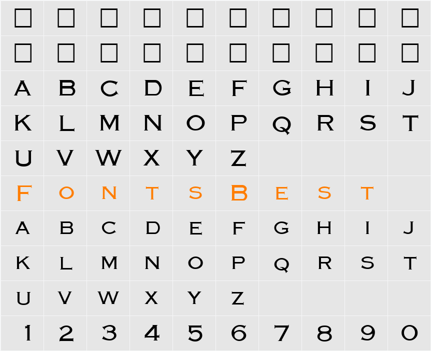 Graverplate Character Map